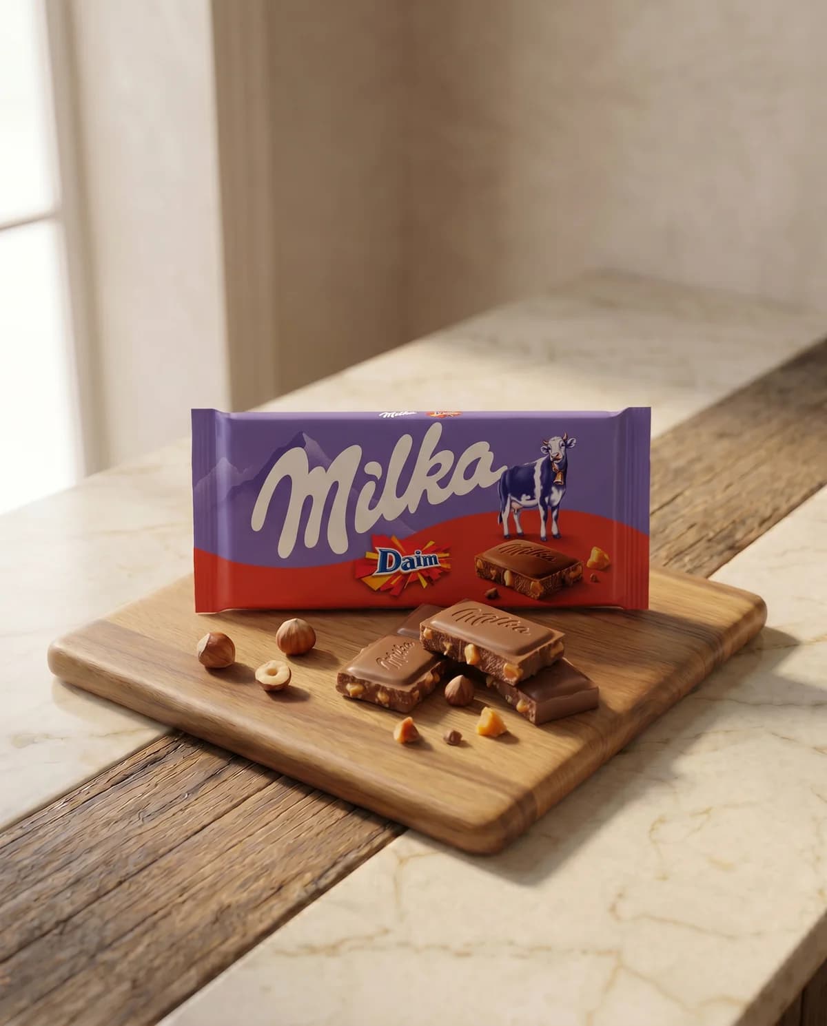 Шоколад молочный Milka Daim с карамелью, 90 г